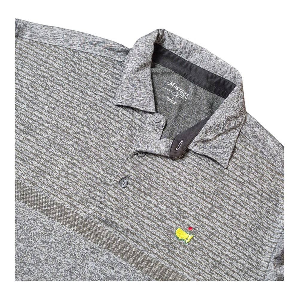 Masters Tech Mens L Augusta National Golf Polo Shirt Gray Performance Stretch